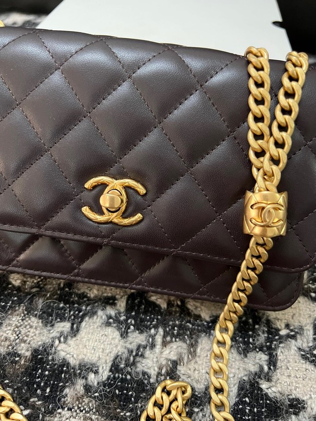 Chanel WALLET ON CHAIN Lambskin & Gold-Tone Metal AP3043 Black