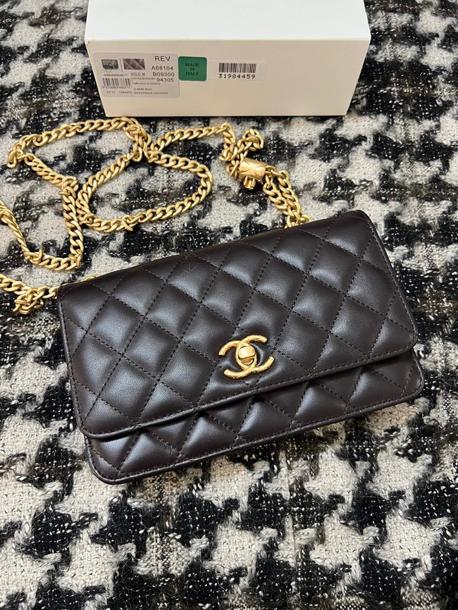 Chanel WALLET ON CHAIN Lambskin & Gold-Tone Metal AP3043 Black