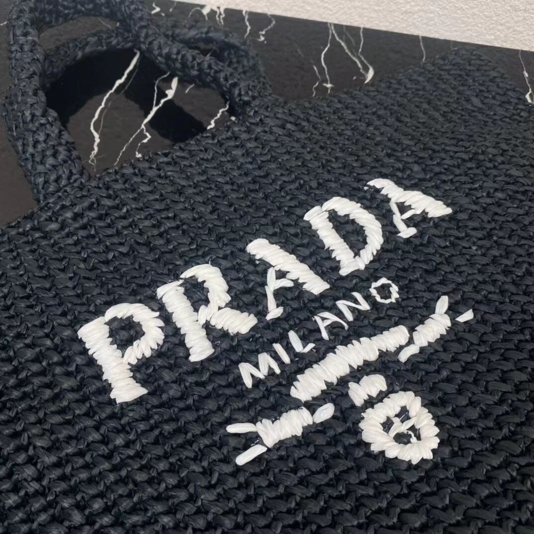 Prada Raffia tote bag 1NE229 black