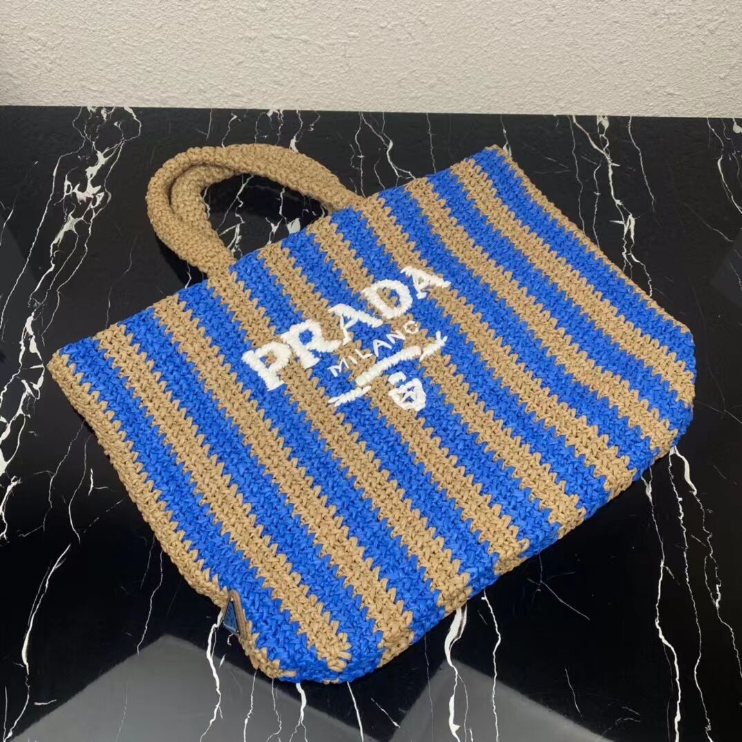 Prada Raffia tote bag 1NE229 blue