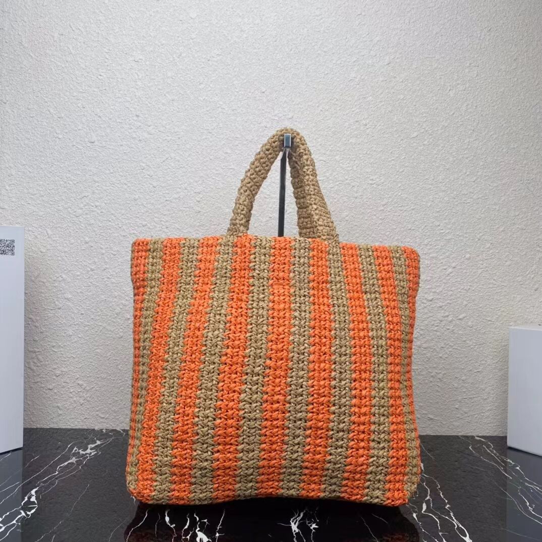 Prada Raffia tote bag 1NE229 orange