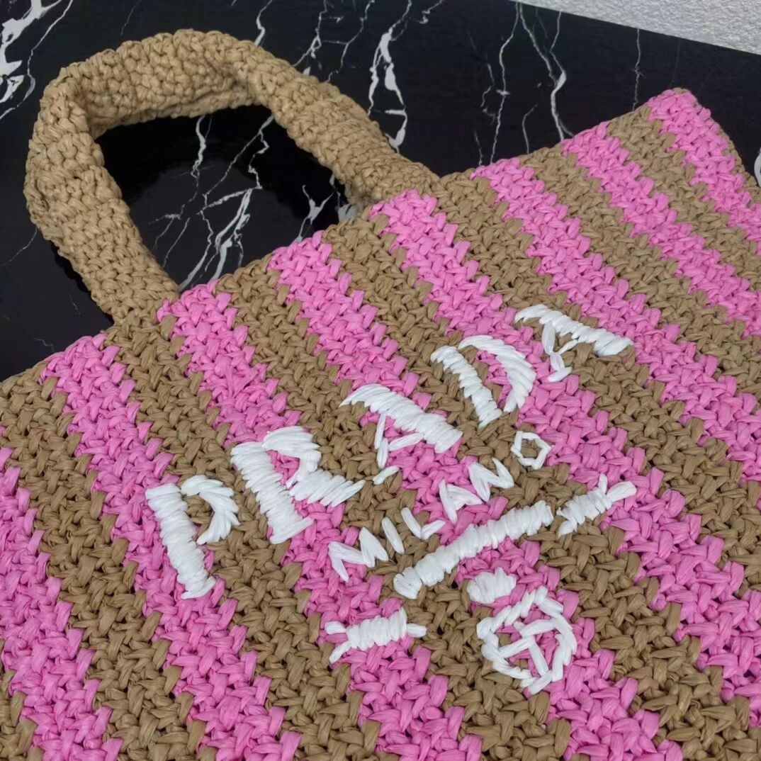 Prada Raffia tote bag 1NE229 pink