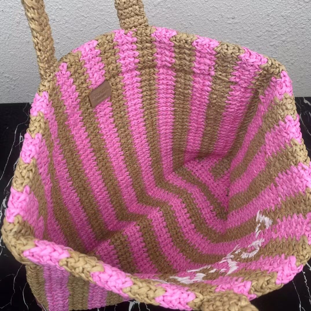 Prada Raffia tote bag 1NE229 pink