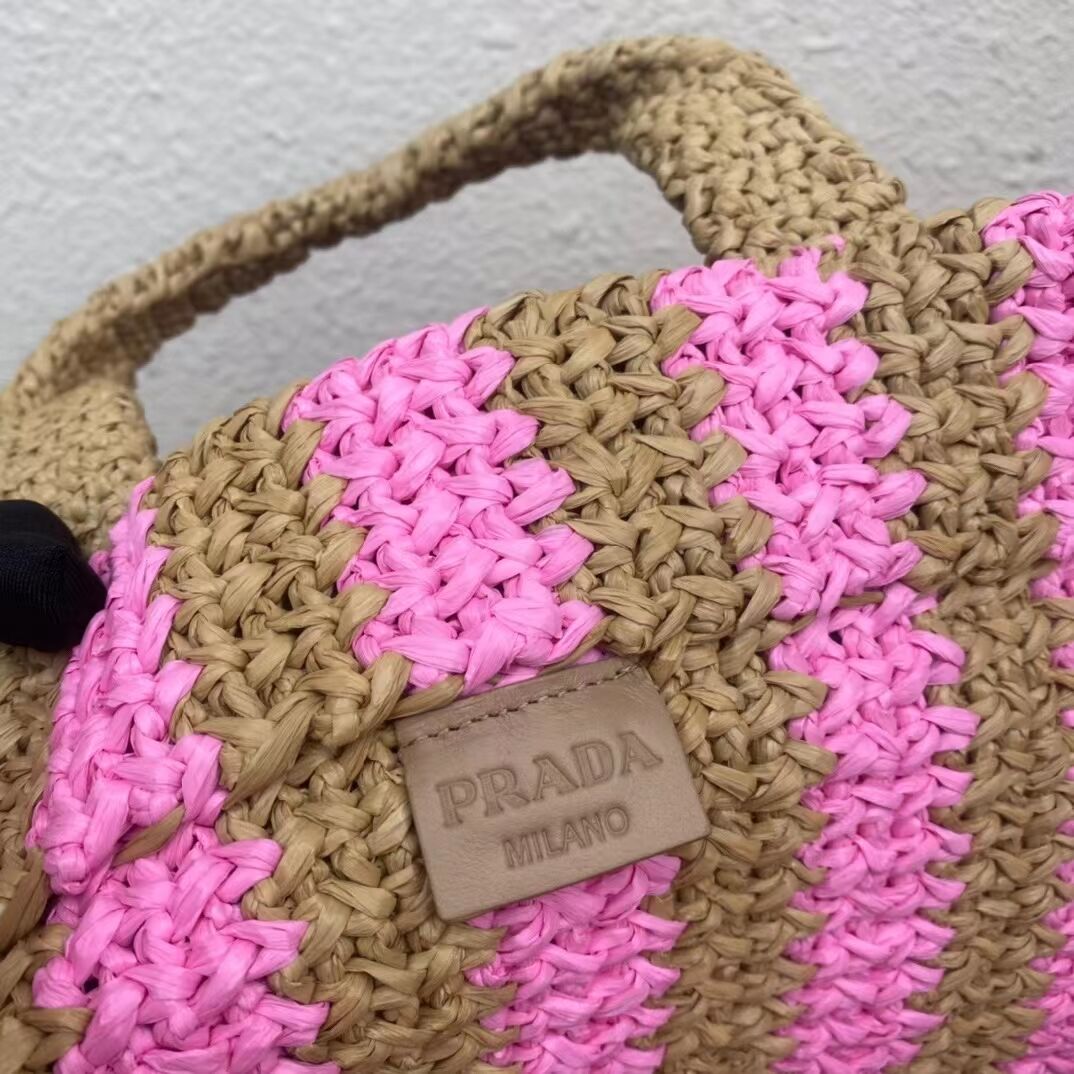 Prada Raffia tote bag 1NE229 pink