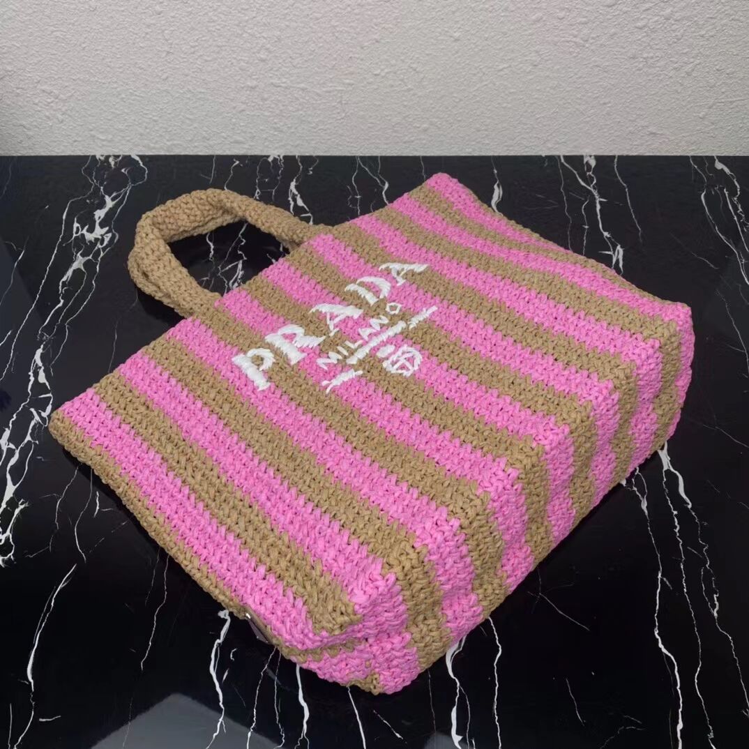 Prada Raffia tote bag 1NE229 pink