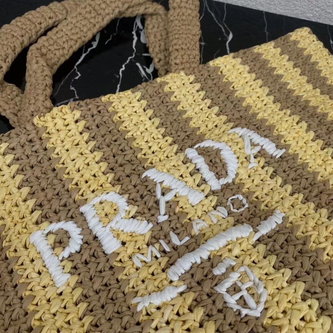 Prada Raffia tote bag 1NE229 yellow