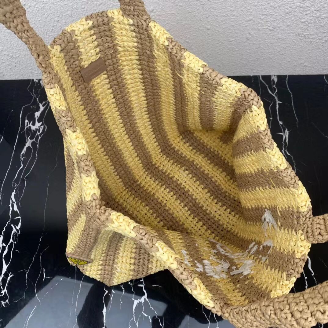 Prada Raffia tote bag 1NE229 yellow