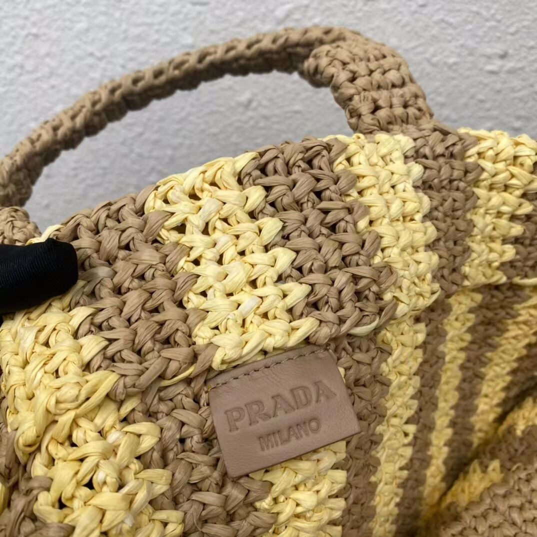 Prada Raffia tote bag 1NE229 yellow