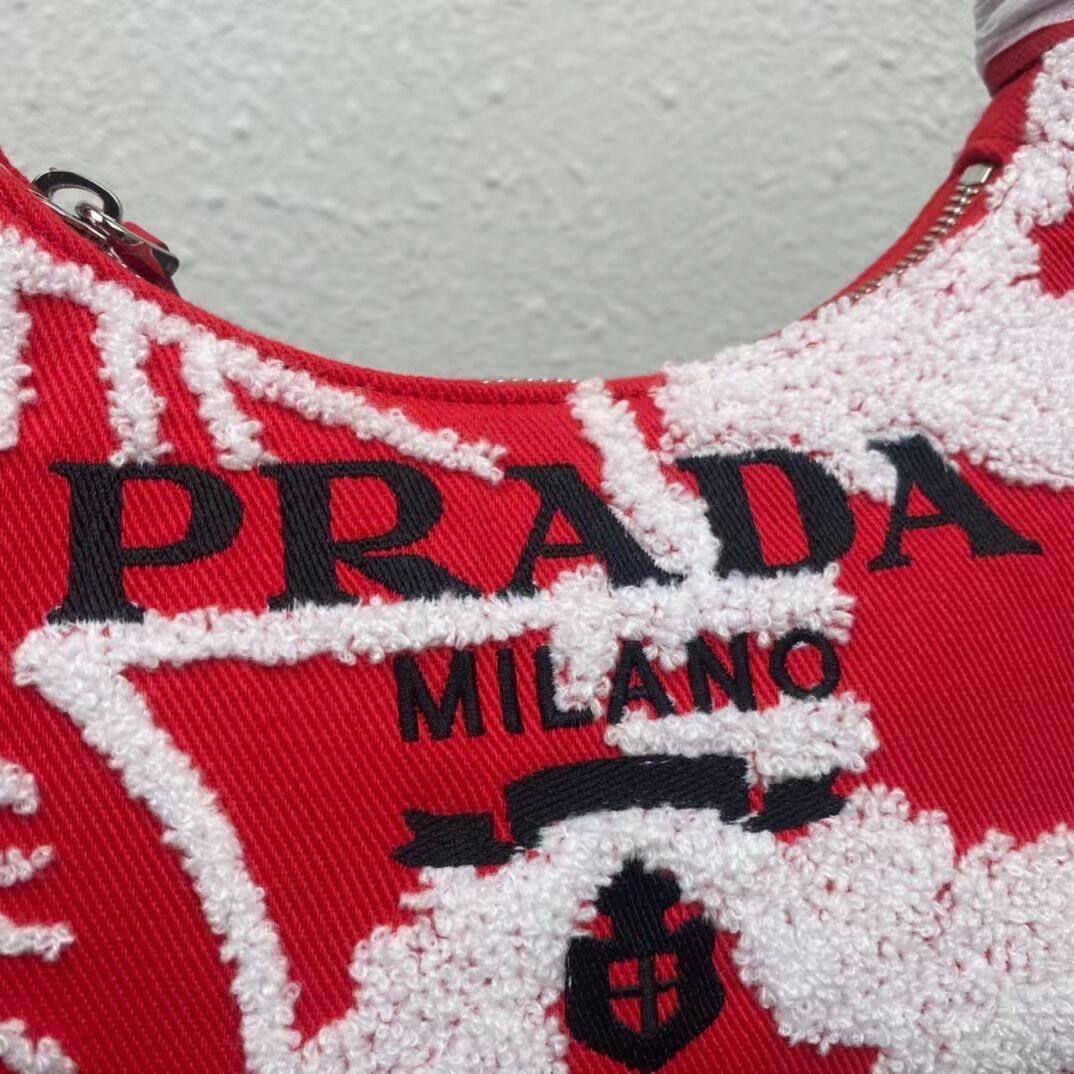 Prada Re-Edition 2000 embroidered drill mini bag 1NE515 red