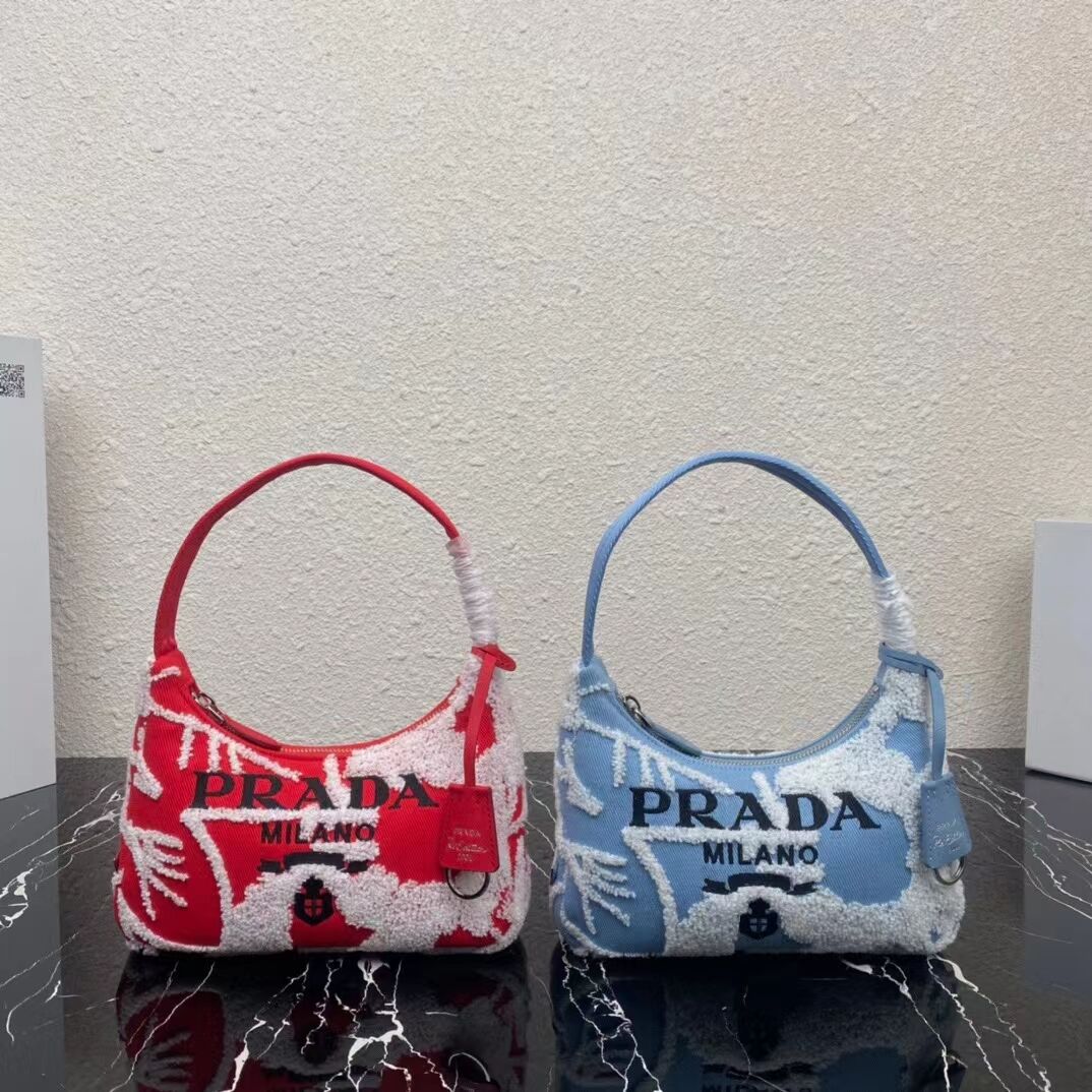 Prada Re-Edition 2000 embroidered drill mini bag 1NE515 red