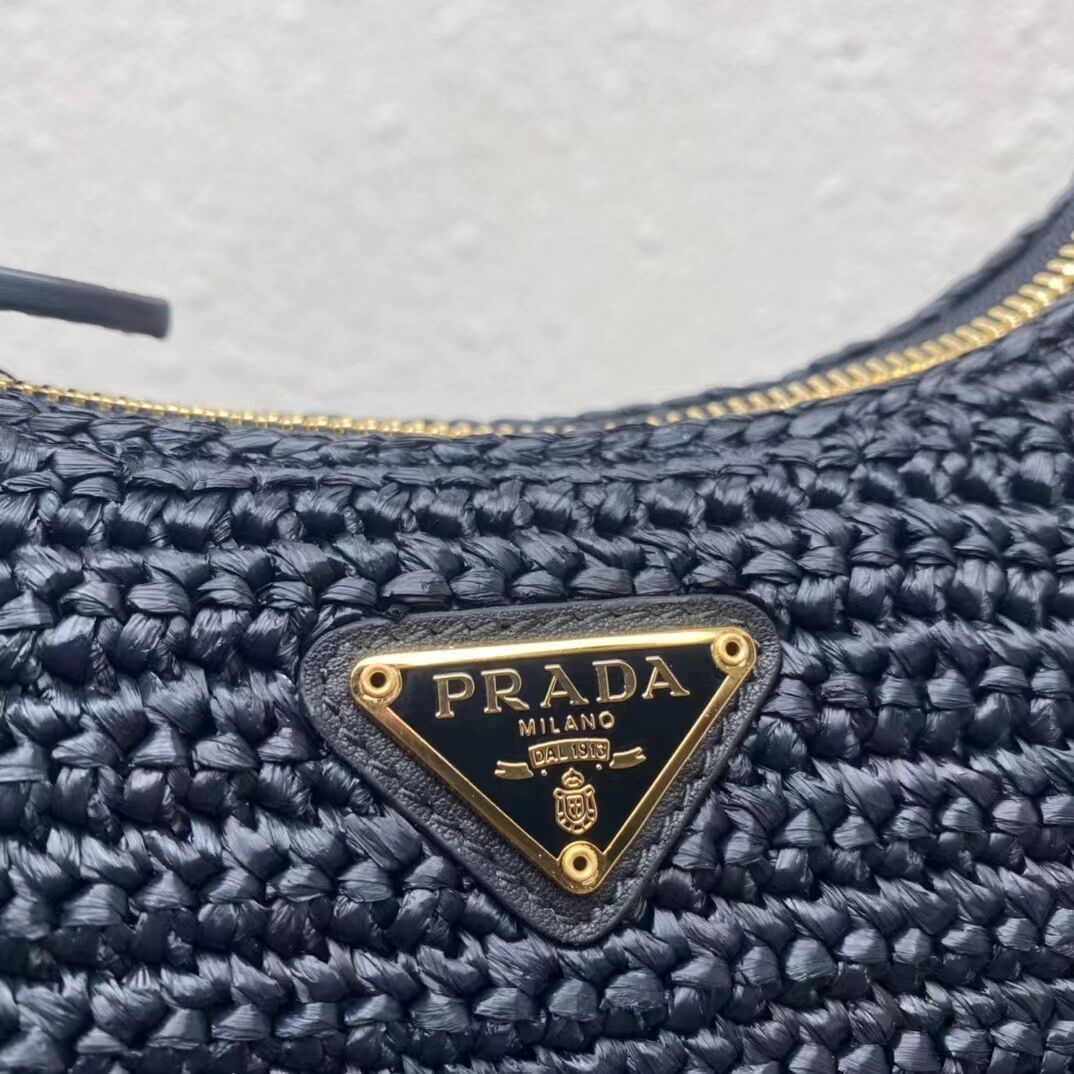Prada Re-Edition 2005 raffia bag 1BH204 black