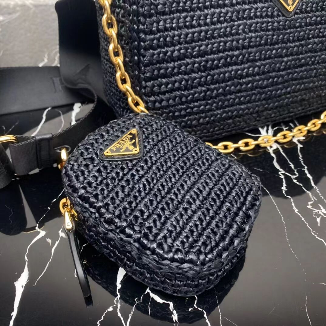 Prada Re-Edition 2005 raffia bag 1BH204 black