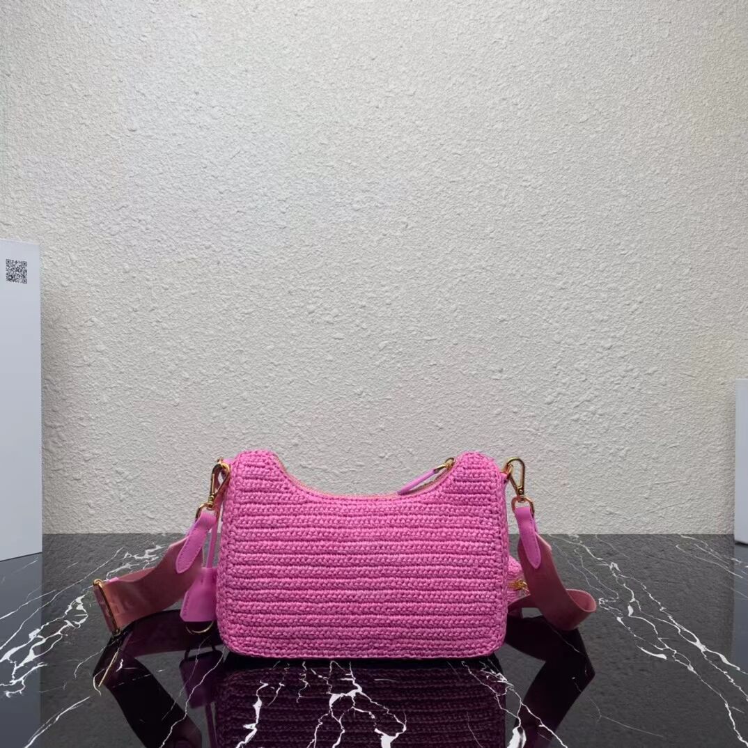 Prada Re-Edition 2005 raffia bag 1BH204 pink