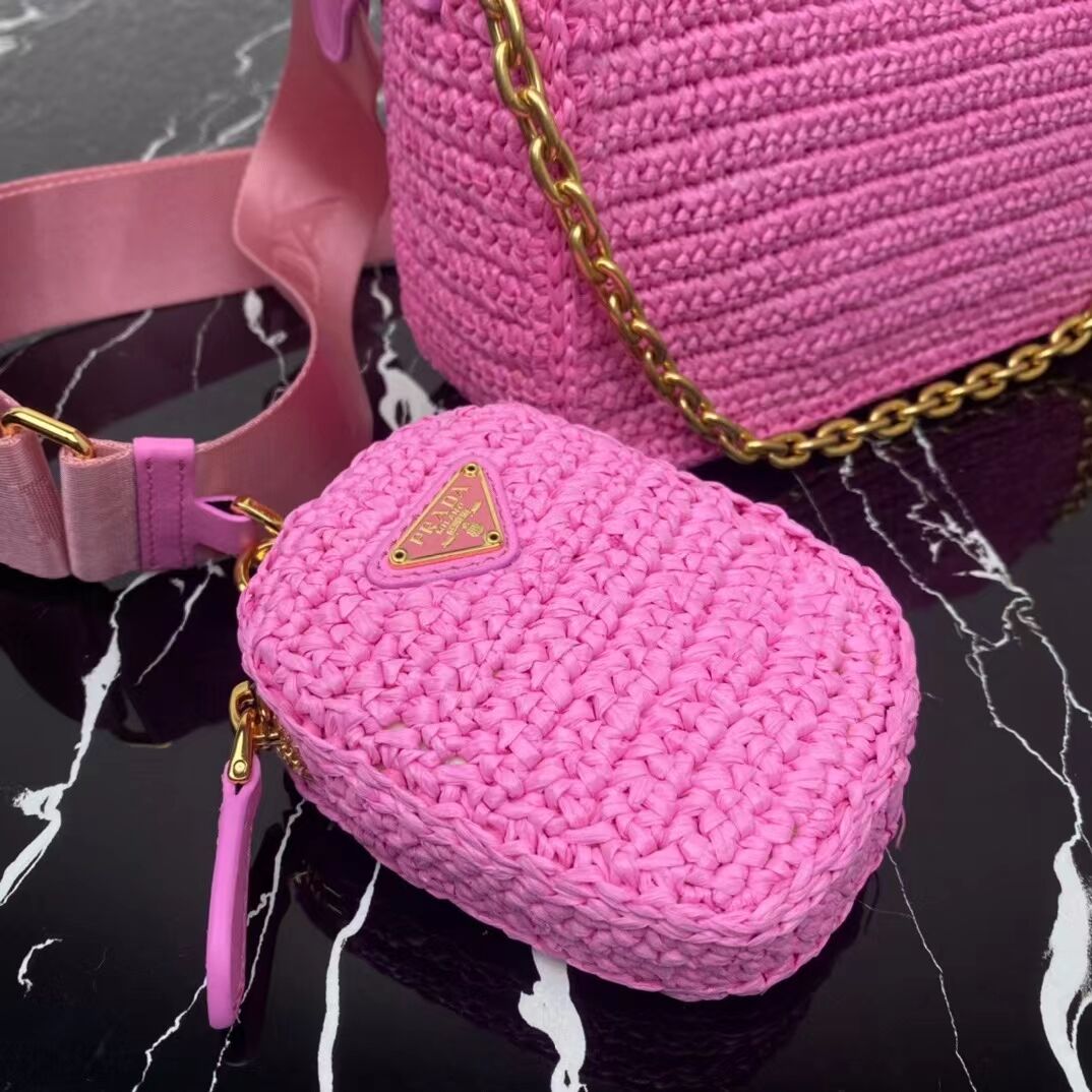 Prada Re-Edition 2005 raffia bag 1BH204 pink