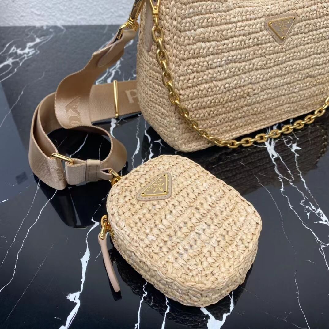 Prada Re-Edition 2005 raffia bag 1BH204 tan