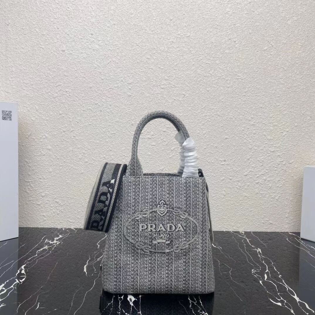 Prada SMALL SHOPPING BAG 1AV333 Black&grey