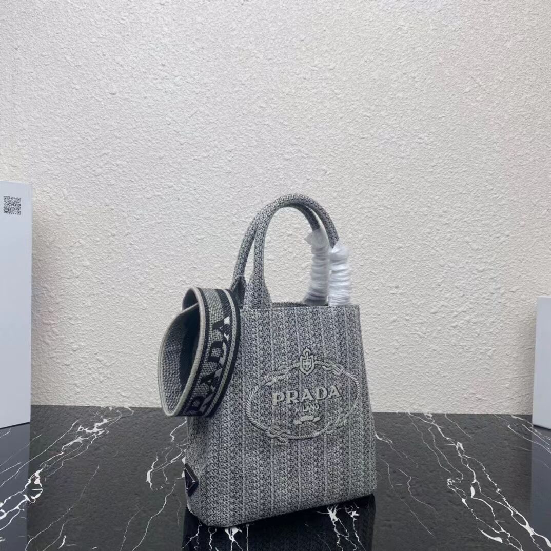 Prada SMALL SHOPPING BAG 1AV333 Black&grey