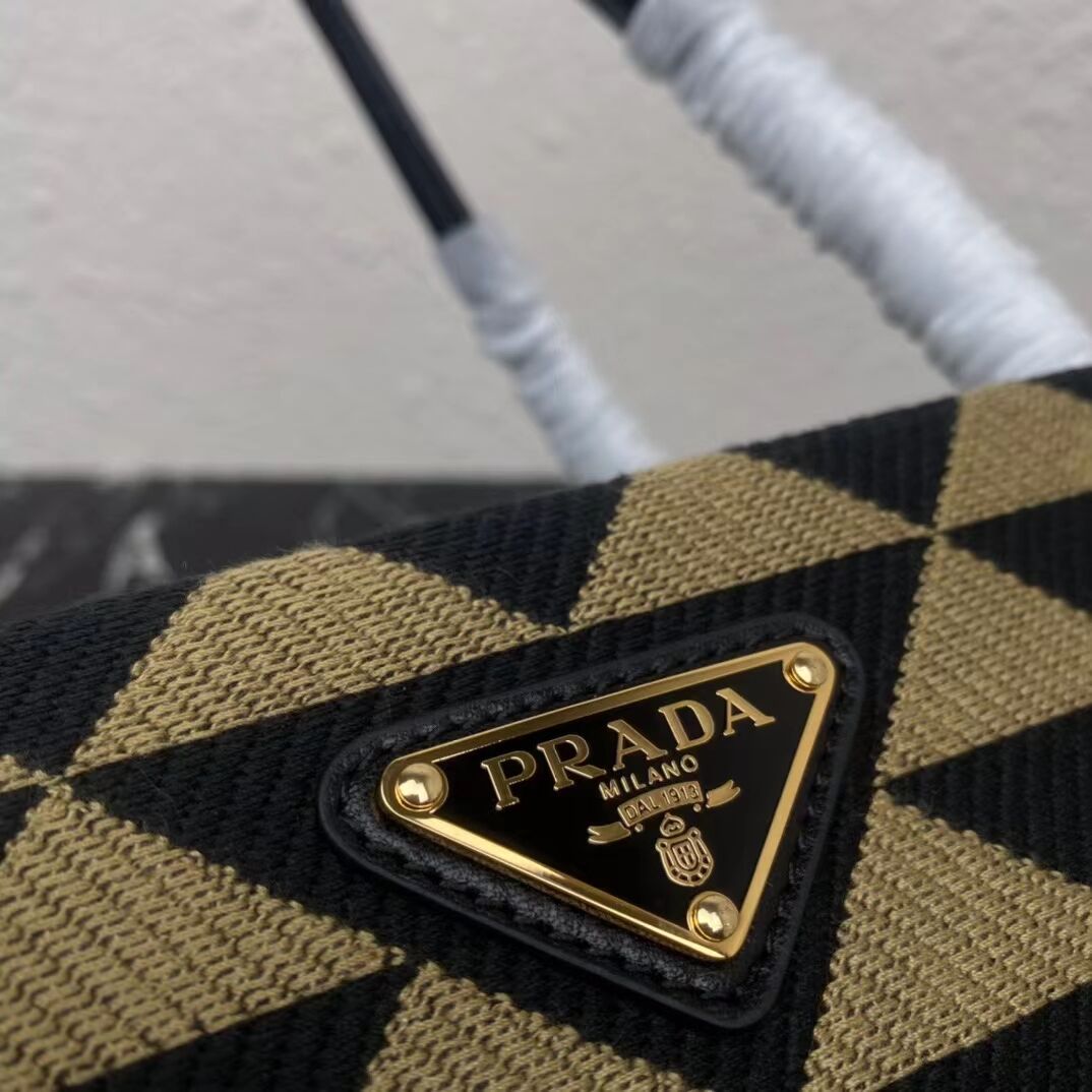 Prada Small embroidered fabric Symbole bag 1BA368 Beige
