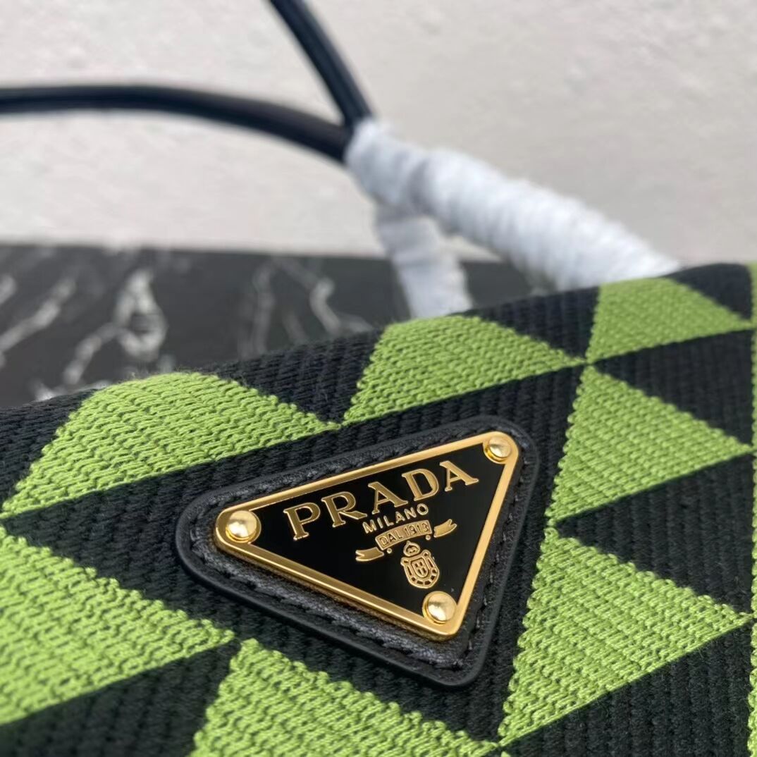 Prada Small embroidered fabric Symbole bag 1BA368 green