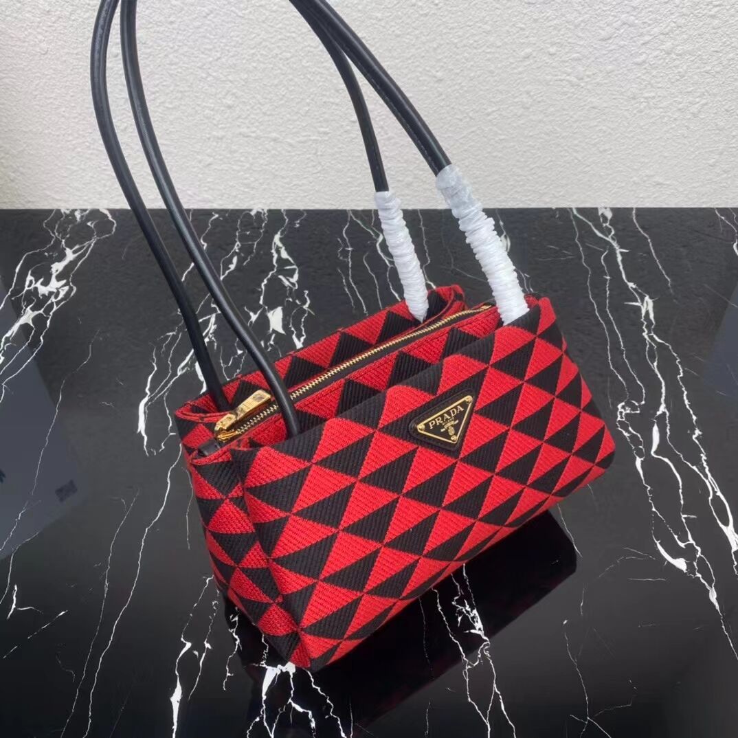 Prada Small embroidered fabric Symbole bag 1BA368 red