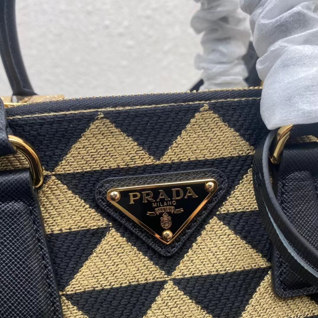 Prada Galleria embroidered jacquard fabric mini bag 1BA906 black