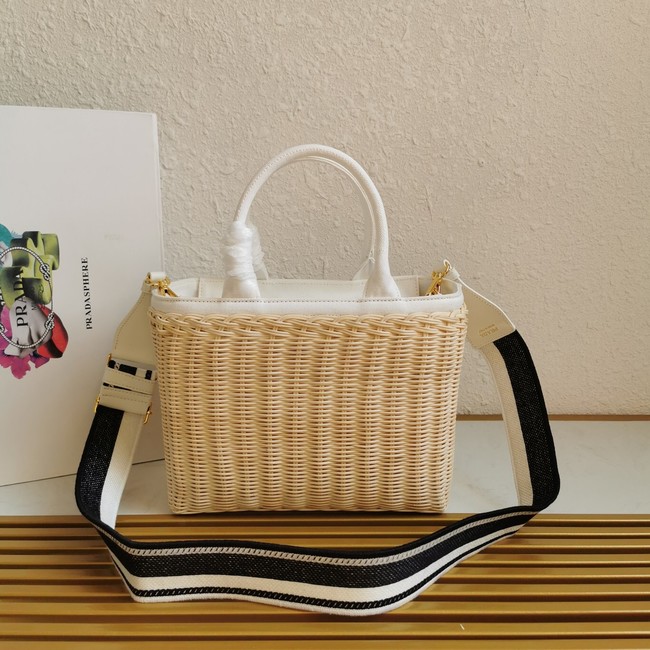 Prada Raffia tote bag 1BG835 white