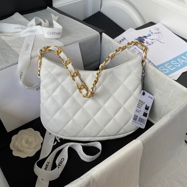 Chanel SMALL BAG Lambskin & Gold-Tone Metal AS3562 WHITE