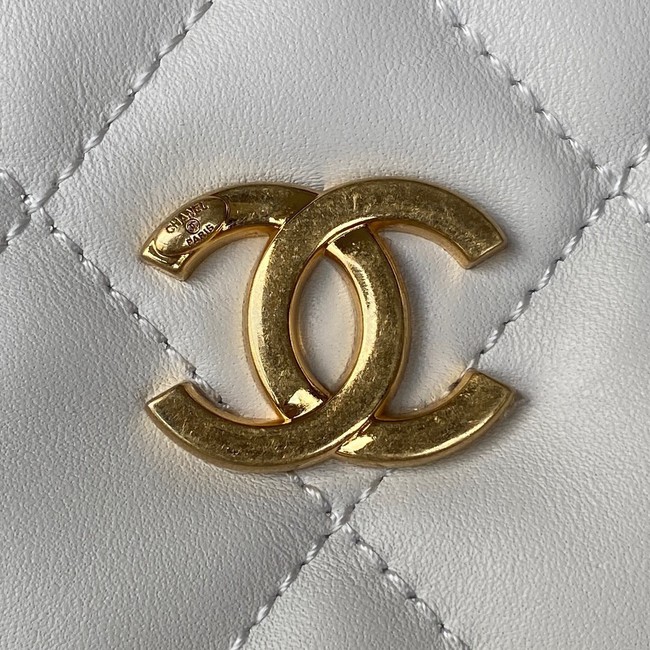 Chanel SMALL BAG Lambskin & Gold-Tone Metal AS3562 WHITE