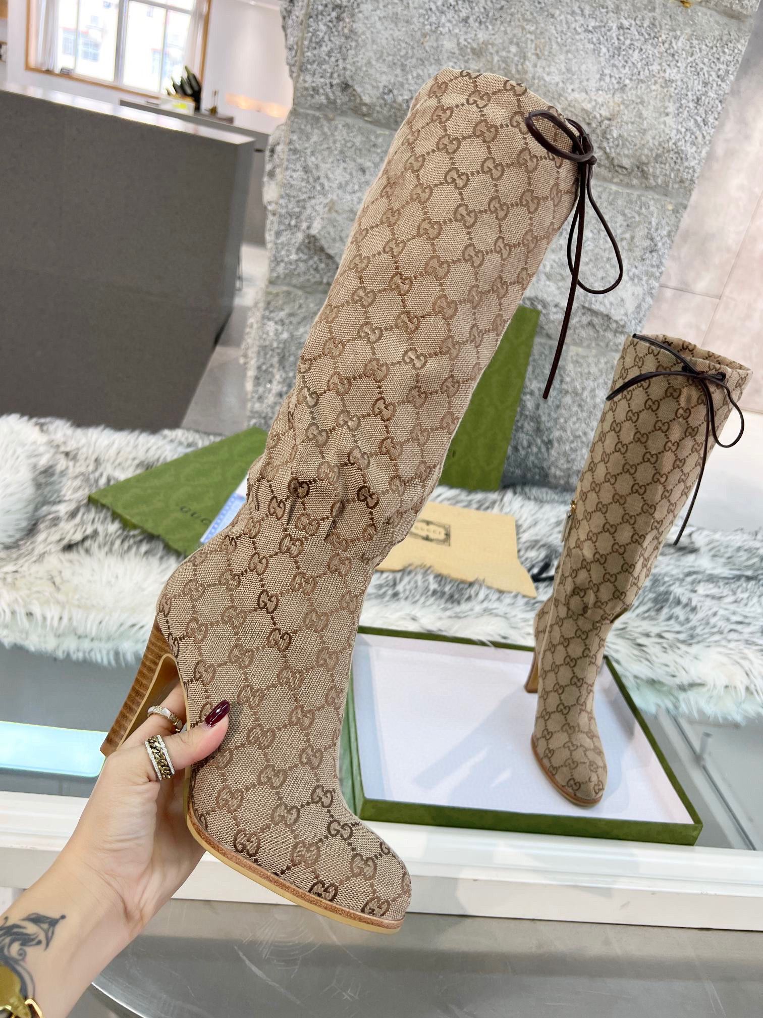 Gucci Boots 40CM Length 8.5CM Heels C7191004 Khaki