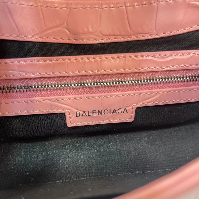 Balenciaga LINDSAY CROCODILE EMBOSSED SHOULDER BAG WITH STRAP 6088 pink