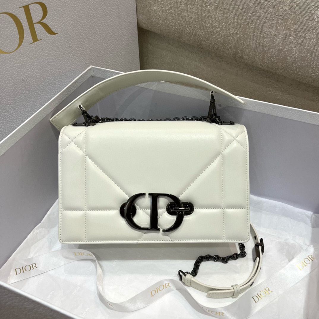 DIOR 30 MONTAIGNE POUCH WITH SHOULDER STRAP AND HANDLE S32698 WHITE