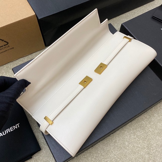 SAINT LAURENT MANHATTAN CLUTCH IN BOX SAINT LAURENT LEATHER 695949 WHITE