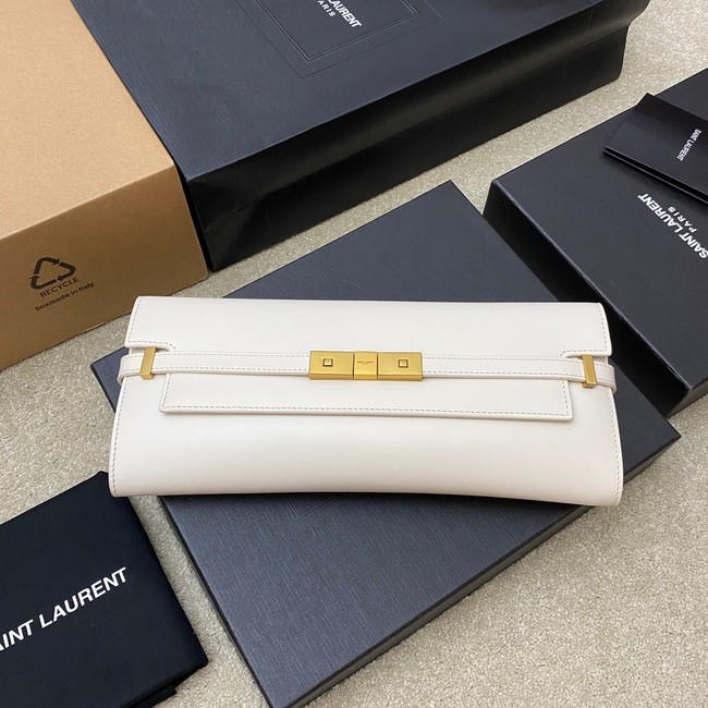 SAINT LAURENT MANHATTAN CLUTCH IN BOX SAINT LAURENT LEATHER 695949 WHITE