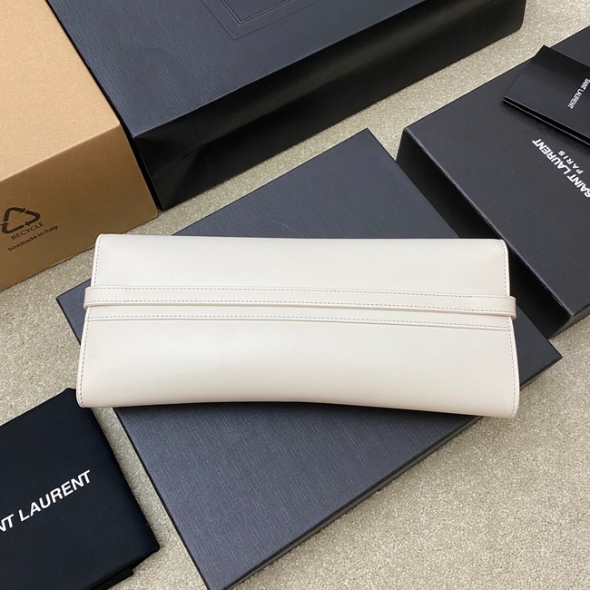 SAINT LAURENT MANHATTAN CLUTCH IN BOX SAINT LAURENT LEATHER 695949 WHITE