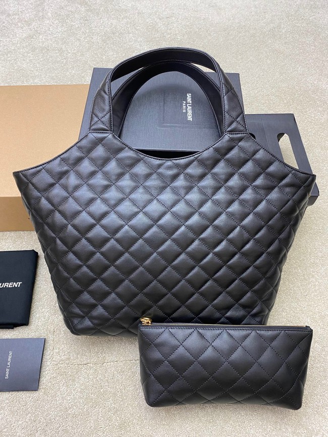 Yves Saint Laurent ICARE MAXI SHOPPING BAG IN QUILTED LAMBSKIN 698652 Black
