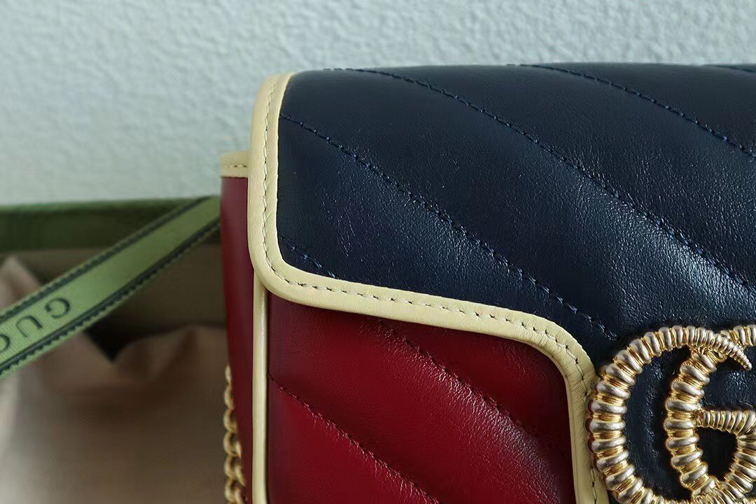 Gucci GG Marmont matelasse mini bag 446744 wine&navy