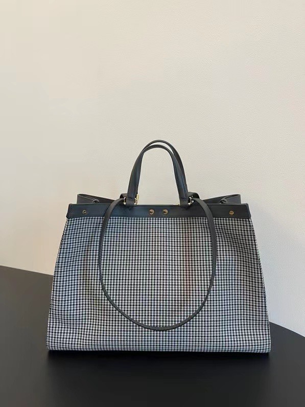 Fendi X-Tote houndstooth wool shopper with FF embroidery 8BH374A gray