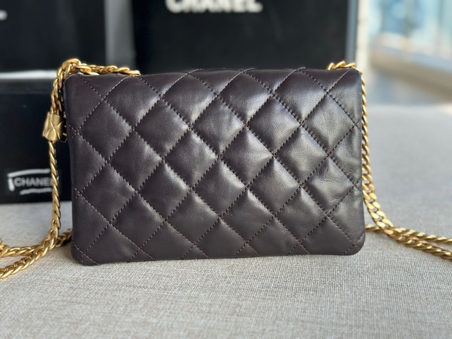 CHANEL FLAP BAG Lambskin & Gold-Tone Metal AS3393 black