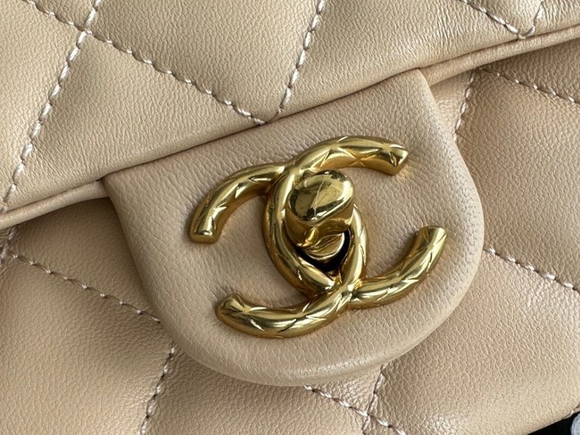 CHANEL FLAP BAG Lambskin & Gold-Tone Metal AS3609 apricot