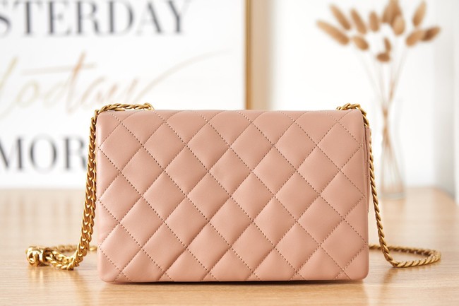 CHANEL FLAP BAG Lambskin & Gold-Tone Metal AS3609 pink