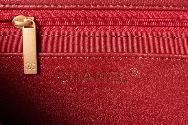 CHANEL FLAP BAG Lambskin & Gold-Tone Metal AS3609 red