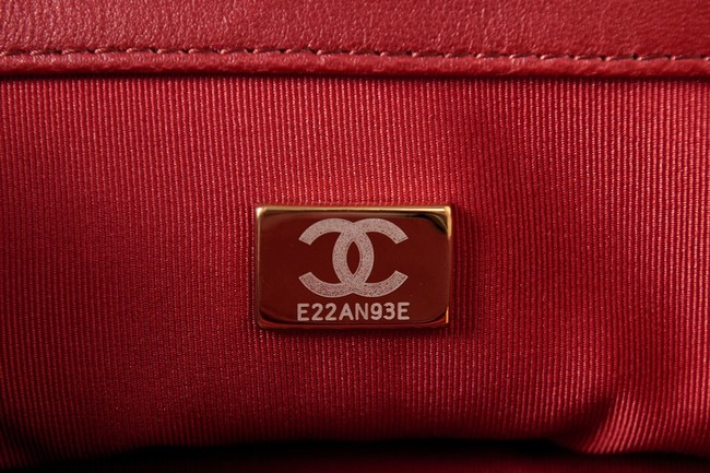 CHANEL SMALL FLAP BAG Lambskin & Gold-Tone Metal AS3393 red