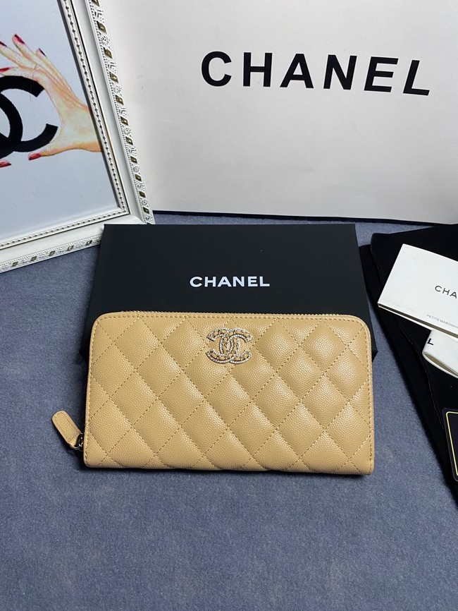 Chanel Calfskin Leather & Gold-Tone Metal AP2739 apricot