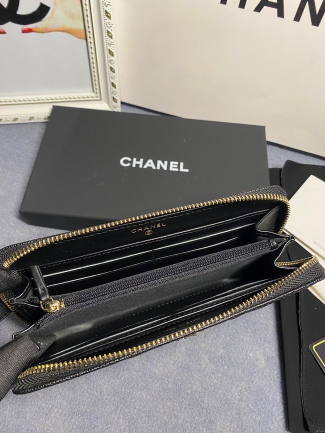 Chanel Calfskin Leather & Gold-Tone Metal AP2739 black