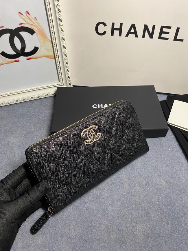 Chanel Calfskin Leather & Gold-Tone Metal AP2739 black