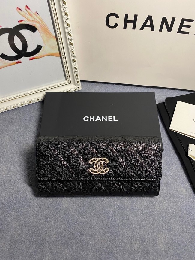 Chanel Calfskin Leather & Gold-Tone Metal AP2740 black