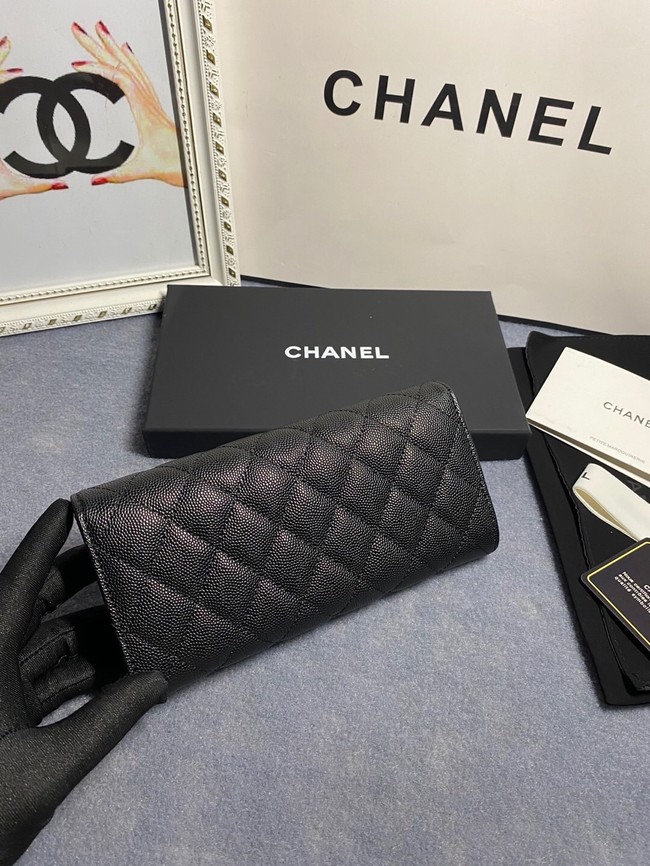 Chanel Calfskin Leather & Gold-Tone Metal AP2740  black