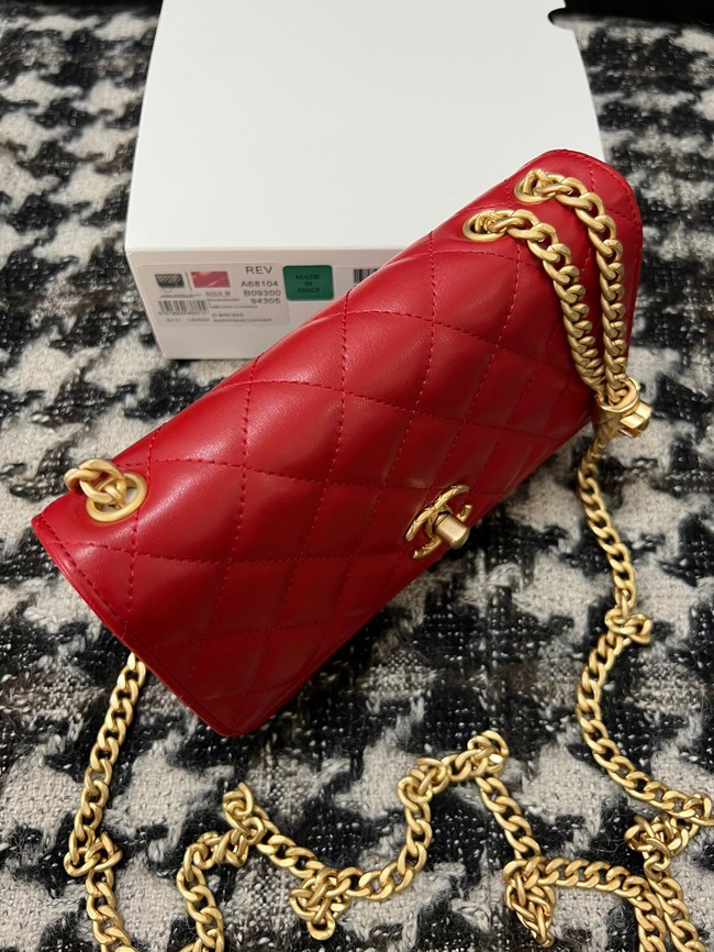 Chanel WALLET ON CHAIN Lambskin & Gold-Tone Metal AP3043 red