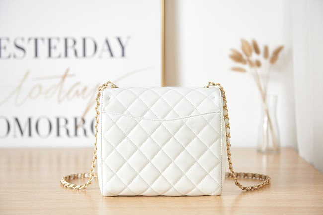 Chanel Lambskin MINI FLAP BAG AS3648 white