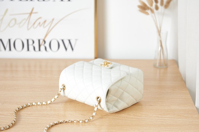 Chanel Lambskin MINI FLAP BAG AS3648 white